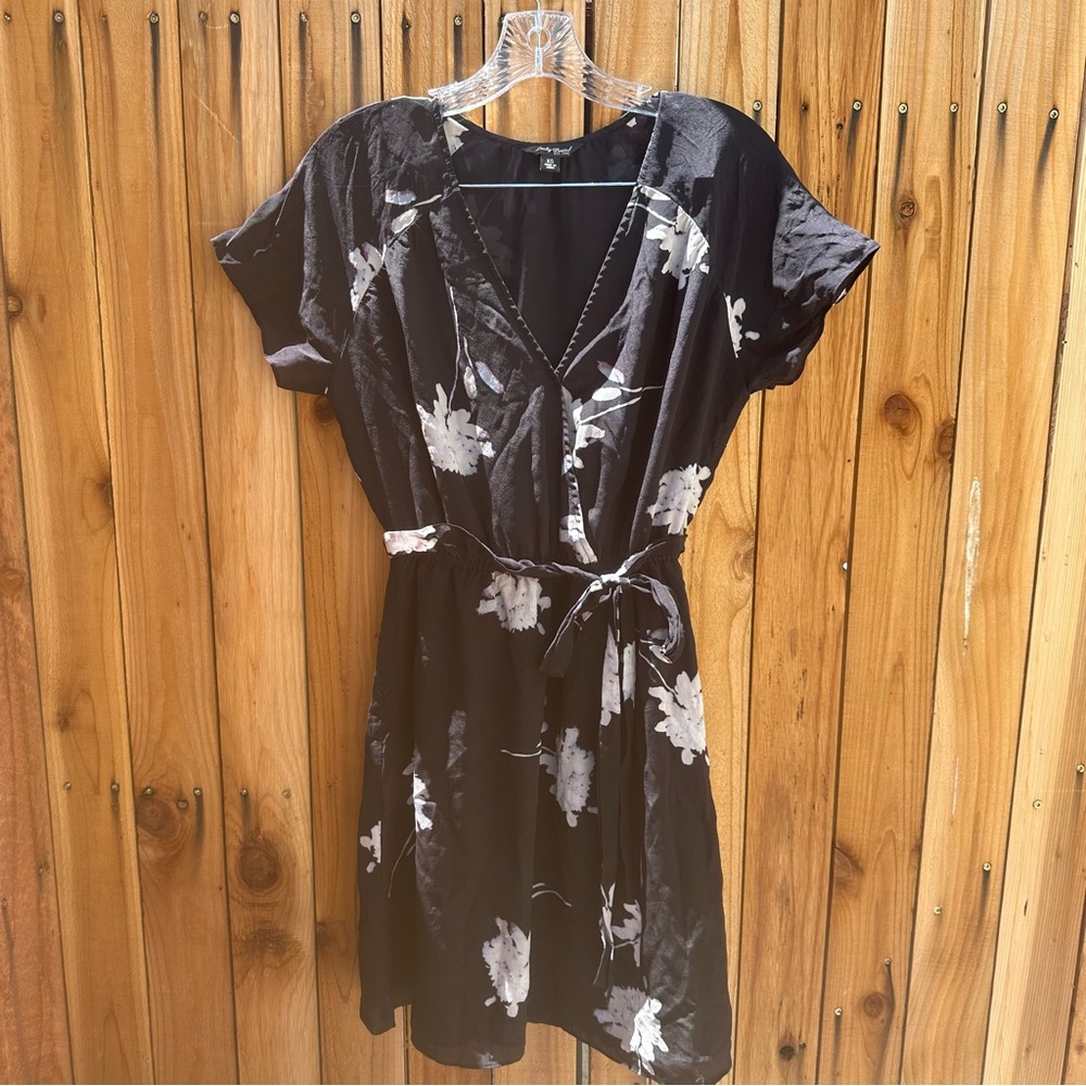 Lucky Brand Floral Wrap Mini Dress Black